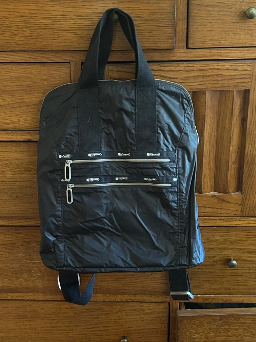 Lesportsac Black Nylon Convertible Backpack Tote - Picture 1 of 5